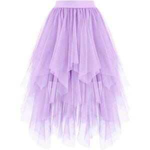Women's Tulle Skirts High Low Lavender